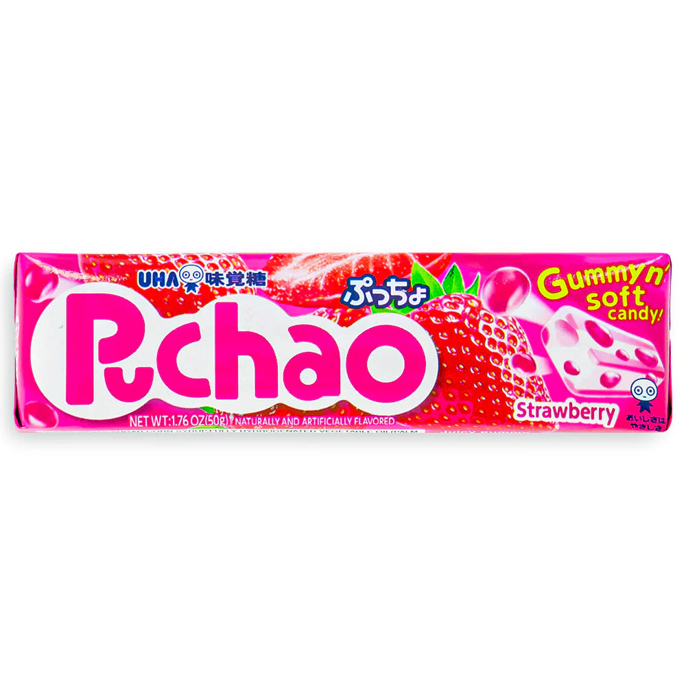 UHA Mikakuto Puchao Gummy N' Soft Candy, Strawberry 50g