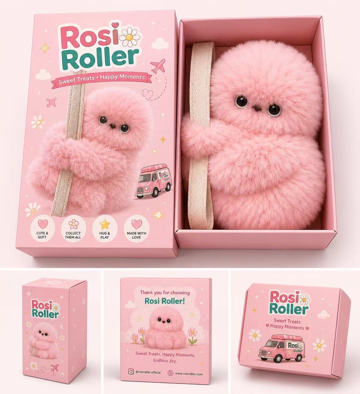 RosiRoller Plush Bag Charm – Kawaii Collectible